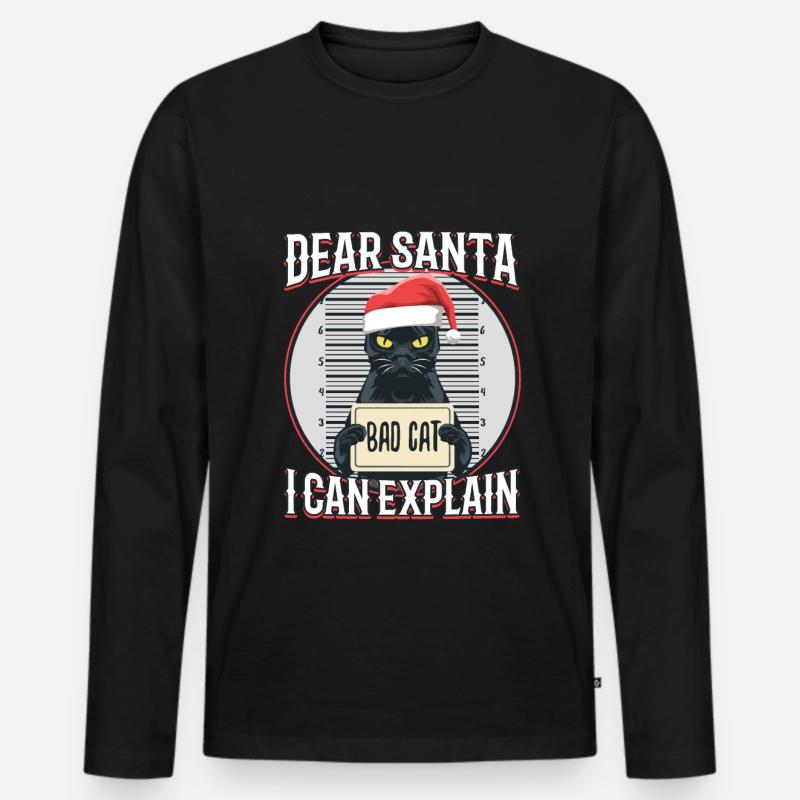 Dear santa i can explain - Männer Premium Bio Langarmshirt - Schwarz