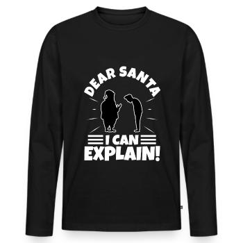 Dear santa i can explain - Männer Premium Bio Langarmshirt - Schwarz - Vorne - Nico (187cm)