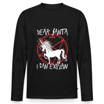 Dear santa i can explain - Männer Premium Bio Langarmshirt - Schwarz - Vorne - Nico (187cm)