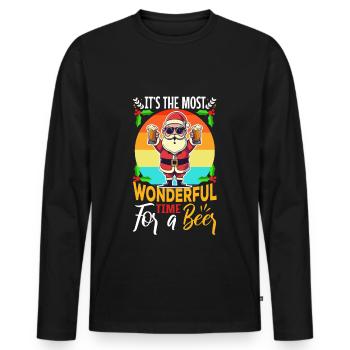 It's the most Wonderful time for a Beer - Men's Premium Organic Long Sleeve Shirt - black - Front - Nico (187cm)
