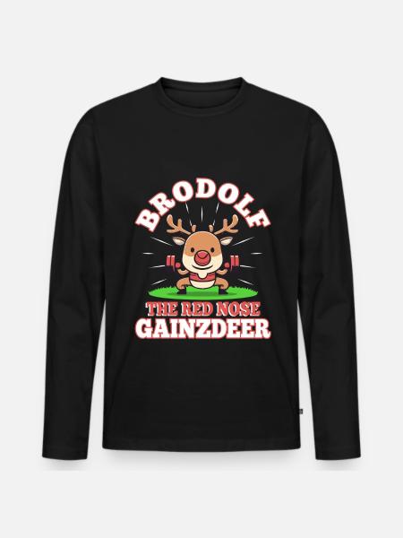 Brodolf The Red Nose Gainzdeer - Men's Premium Organic Long Sleeve Shirt - black