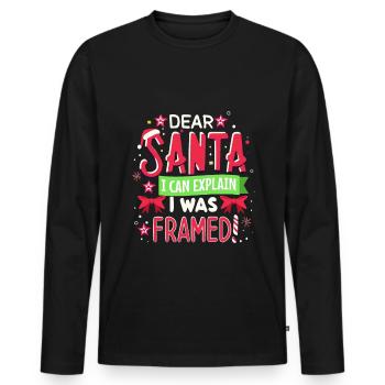 Dear santa i can explain! I was framed - Männer Premium Bio Langarmshirt - Schwarz - Vorne - Nico (187cm)