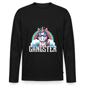Licorne Gangsta - T-shirt manches longues Premium bio Homme - noir - Devant - Nico (187cm)