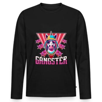 Licorne Gangsta - T-shirt manches longues Premium bio Homme - noir - Devant - Nico (187cm)
