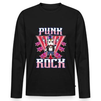 Licorne punk rock - T-shirt manches longues Premium bio Homme - noir - Devant - Nico (187cm)