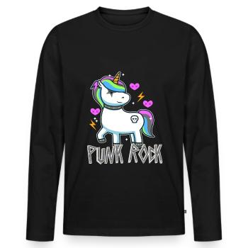 Punk Rock Unicorn - Men's Premium Organic Long Sleeve Shirt - black - Front - Nico (187cm)