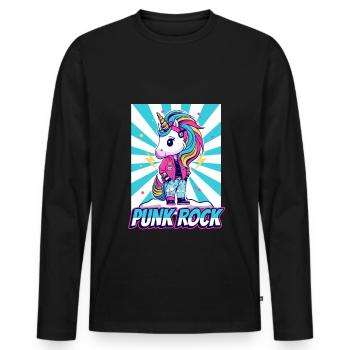 Punk Rock Unicorn - Men's Premium Organic Long Sleeve Shirt - black - Front - Nico (187cm)