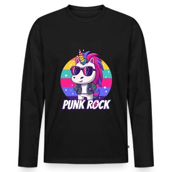 Punk Rock Unicorn - Men's Premium Organic Long Sleeve Shirt - black - Front - Nico (187cm)