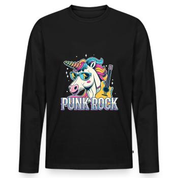 Licorne punk rock - T-shirt manches longues Premium bio Homme - noir - Devant - Nico (187cm)