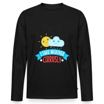 I Take Weather Cirrusly - Men's Premium Organic Long Sleeve Shirt - black - Front - Nico (187cm)