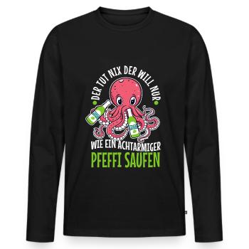 Der tut nix der will nur wie ein achtarmiger - Männer Premium Bio Langarmshirt - Schwarz - Vorne - Nico (187cm)