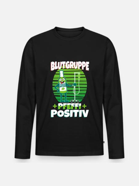 Blutgruppe Pfeffi Positiv - Männer Premium Bio Langarmshirt - Schwarz