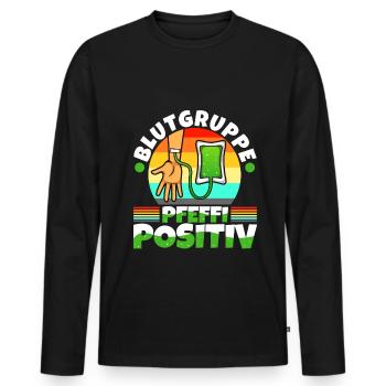 Blutgruppe Pfeffi Positiv - Männer Premium Bio Langarmshirt - Schwarz - Vorne - Nico (187cm)