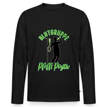 Blutgruppe Pfeffi Positiv - Männer Premium Bio Langarmshirt - Schwarz - Vorne - Nico (187cm)