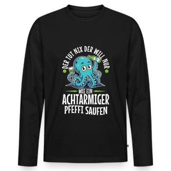 Der tut nix der will nur wie ein achtarmiger - Männer Premium Bio Langarmshirt - Schwarz - Vorne - Nico (187cm)