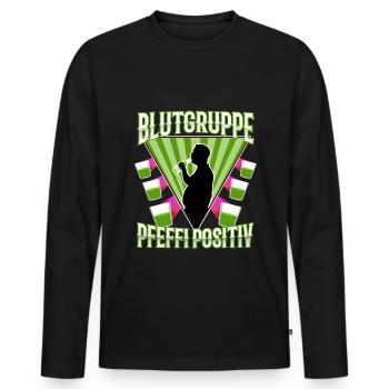 Blutgruppe Pfeffi Positiv - Männer Premium Bio Langarmshirt - Schwarz - Vorne - Nico (187cm)