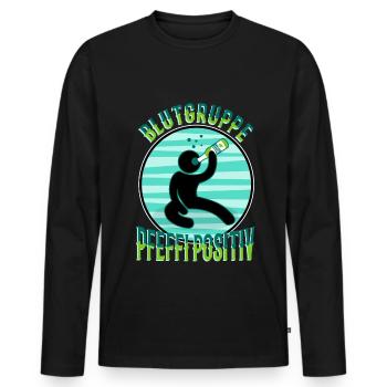 Blutgruppe Pfeffi Positiv - Männer Premium Bio Langarmshirt - Schwarz - Vorne - Nico (187cm)