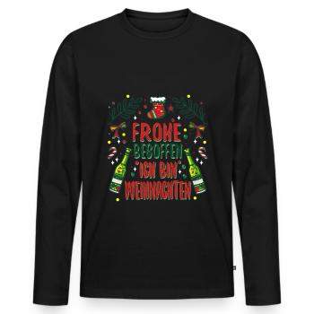 Frohe besoffen ich bin Weihnachten - Männer Premium Bio Langarmshirt - Schwarz - Vorne - Nico (187cm)