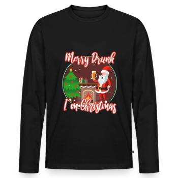 Joyeux saoul, je suis Noël - T-shirt manches longues Premium bio Homme - noir - Devant - Nico (187cm)