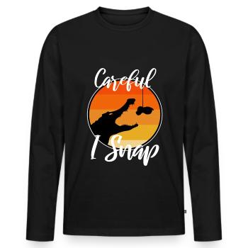 Careful i snap alligator - Männer Premium Bio Langarmshirt - Schwarz - Vorne - Nico (187cm)