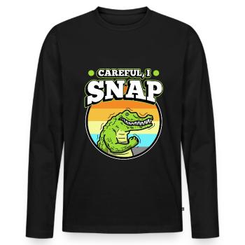 Careful i snap alligator - Männer Premium Bio Langarmshirt - Schwarz - Vorne - Nico (187cm)