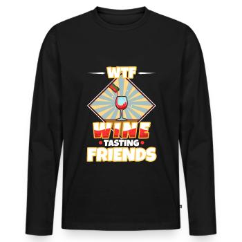 WTF Wine Tasting Friends - Men's Premium Organic Long Sleeve Shirt - black - Front - Nico (187cm)