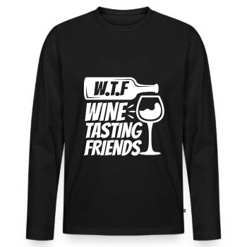 WTF Wine Tasting Friends - Männer Premium Bio Langarmshirt - Schwarz - Vorne - Nico (187cm)