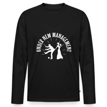 Sous la nouvelle direction - T-shirt manches longues Premium bio Homme - noir - Devant - Nico (187cm)