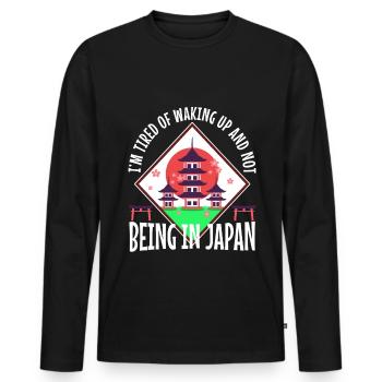 Im tired of waking up and not being in japan - Men's Premium Organic Long Sleeve Shirt - black - Front - Nico (187cm)
