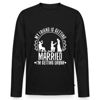 Mon ami se marie, je me saoule - T-shirt manches longues Premium bio Homme - noir - Devant - Nico (187cm)