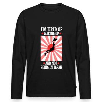 Im tired of waking up and not being in japan - Men's Premium Organic Long Sleeve Shirt - black - Front - Nico (187cm)
