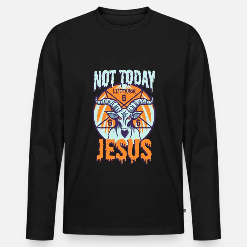 Not Today Jesus - Lifeerror - Männer Premium Bio Langarmshirt - Schwarz