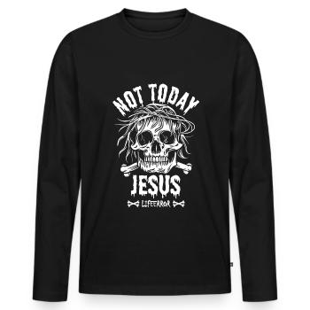 Pas aujourd’hui Jésus - Erreur de vie - T-shirt manches longues Premium bio Homme - noir - Devant - Nico (187cm)
