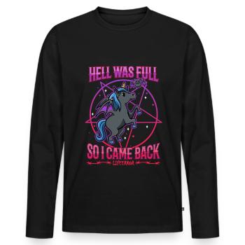 Hell Was Full So I Came Back - Lifeerror - Men's Premium Organic Long Sleeve Shirt - black - Front - Nico (187cm)