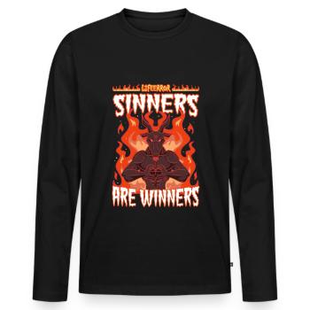 Sinners are Winners - Lifeerror - Männer Premium Bio Langarmshirt - Schwarz - Vorne - Nico (187cm)