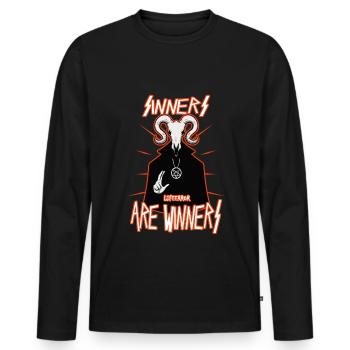 Sinners are Winners - Lifeerror - Männer Premium Bio Langarmshirt - Schwarz - Vorne - Nico (187cm)