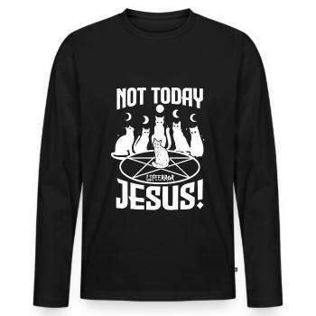 Pas aujourd’hui Jésus - Erreur de vie - T-shirt manches longues Premium bio Homme - noir - Devant - Nico (187cm)