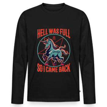 Hell Was Full So I Came Back - Lifeerror - Men's Premium Organic Long Sleeve Shirt - black - Front - Nico (187cm)