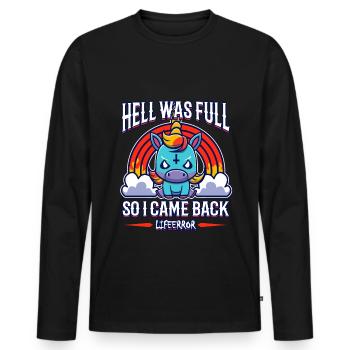 Hell Was Full So I Came Back - Lifeerror - Men's Premium Organic Long Sleeve Shirt - black - Front - Nico (187cm)