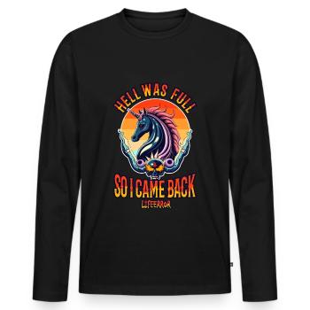 Hell Was Full So I Came Back - Lifeerror - Men's Premium Organic Long Sleeve Shirt - black - Front - Nico (187cm)