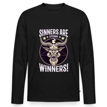 Sinners are Winners - Lifeerror - Männer Premium Bio Langarmshirt - Schwarz - Vorne - Nico (187cm)