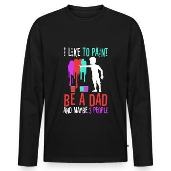 J’aime peindre être un papa et peut-être 3 personnes - T-shirt manches longues Premium bio Homme - noir - Devant - Nico (187cm)
