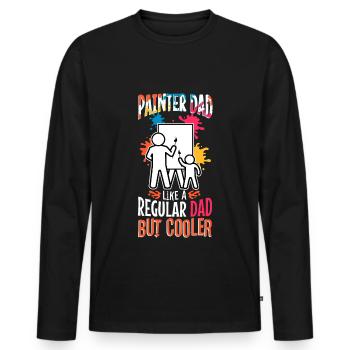 Papa peintre comme un papa normal mais plus cool - T-shirt manches longues Premium bio Homme - noir - Devant - Nico (187cm)