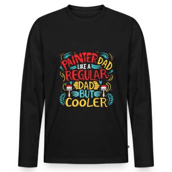 Papa peintre comme un papa normal mais plus cool - T-shirt manches longues Premium bio Homme - noir - Devant - Nico (187cm)