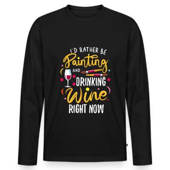 Je préfère peindre - T-shirt manches longues Premium bio Homme - noir - Devant - Nico (187cm)