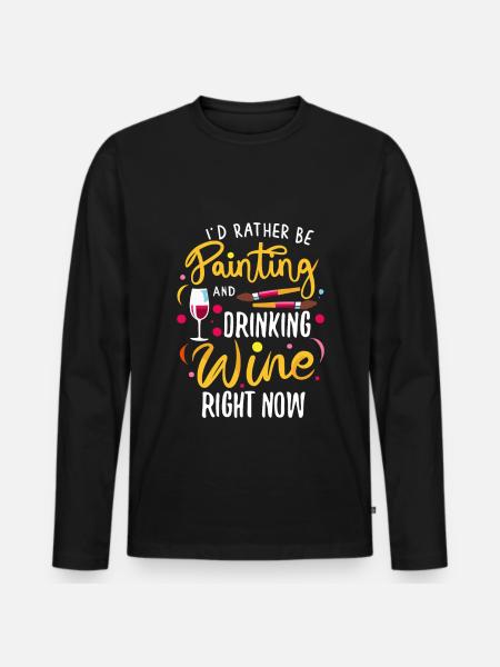 I'd rather be painting - Men's Premium Organic Long Sleeve Shirt - black
