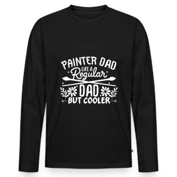 Papa peintre comme un papa normal mais plus cool - T-shirt manches longues Premium bio Homme - noir - Devant - Nico (187cm)