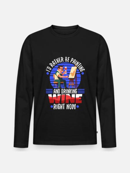I'd rather be painting - Men's Premium Organic Long Sleeve Shirt - black