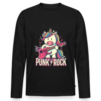 Licorne punk rock - T-shirt manches longues Premium bio Homme - noir - Devant - Nico (187cm)