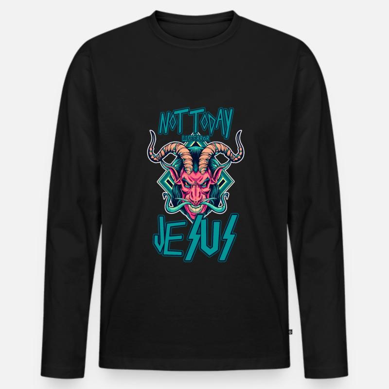 Not Today Jesus - Lifeerror - Männer Premium Bio Langarmshirt - Schwarz